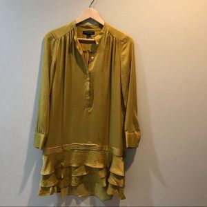 Silk chartreuse dress, Banana Republic